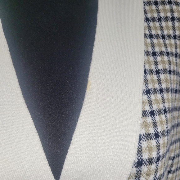 Barbour Women's Hebrides Plaid Cotton Cardigan Size 12 Cream Black Green Preppy - Picture 6 of 13